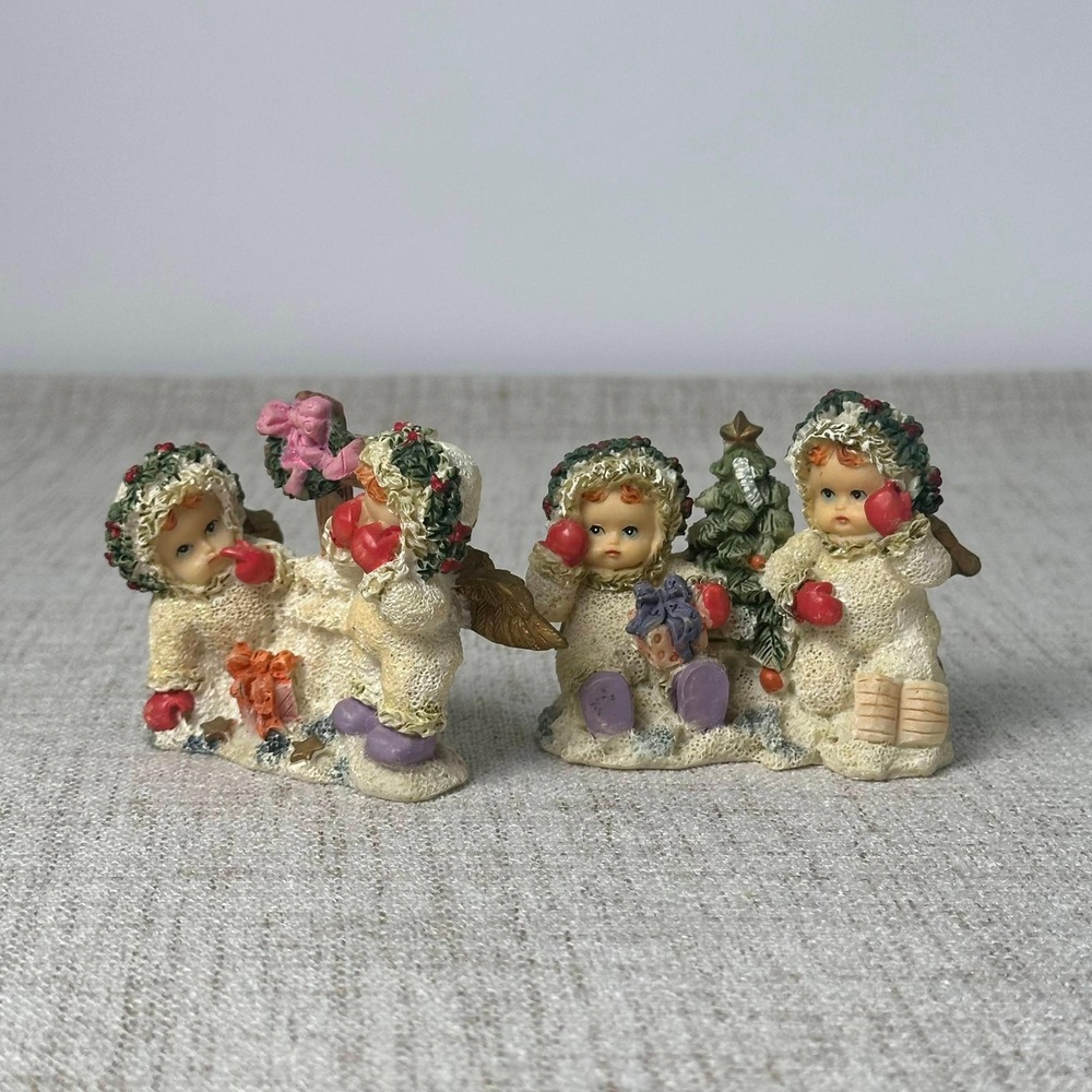 Vintage Dollar Tree Christmas Angel Children Figurines Set of 2 Resin